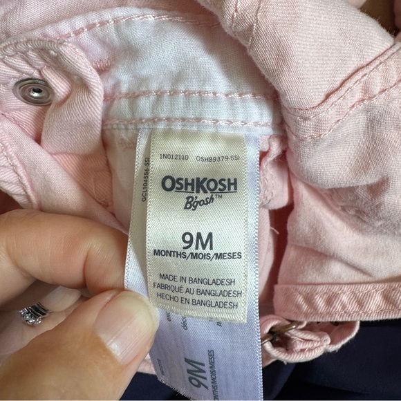 OshKosh B’Gosh Baby 9 months Pink Heart Overalls Classic Kids Light Pink Pastel - Picture 4 of 5